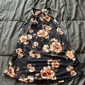 Black halter tank top with roses small
